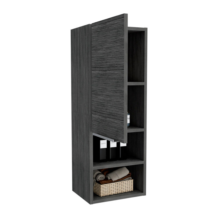 Medicine Single Door Cabinet 32" H, Two External Shelves, Two Interior Shelves, Smokey Oak