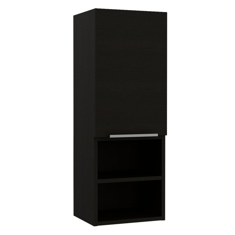 Medicine Single Door Cabinet 32" H, Two External Shelves, Two Interior Shelves, Black