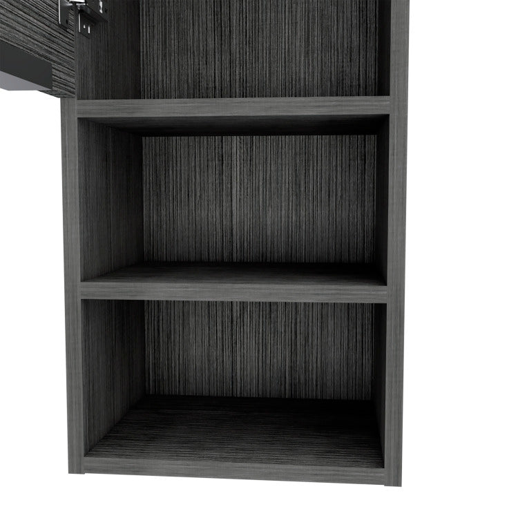 Medicine Single Door Cabinet 32" H, Two External Shelves, Two Interior Shelves, Smokey Oak