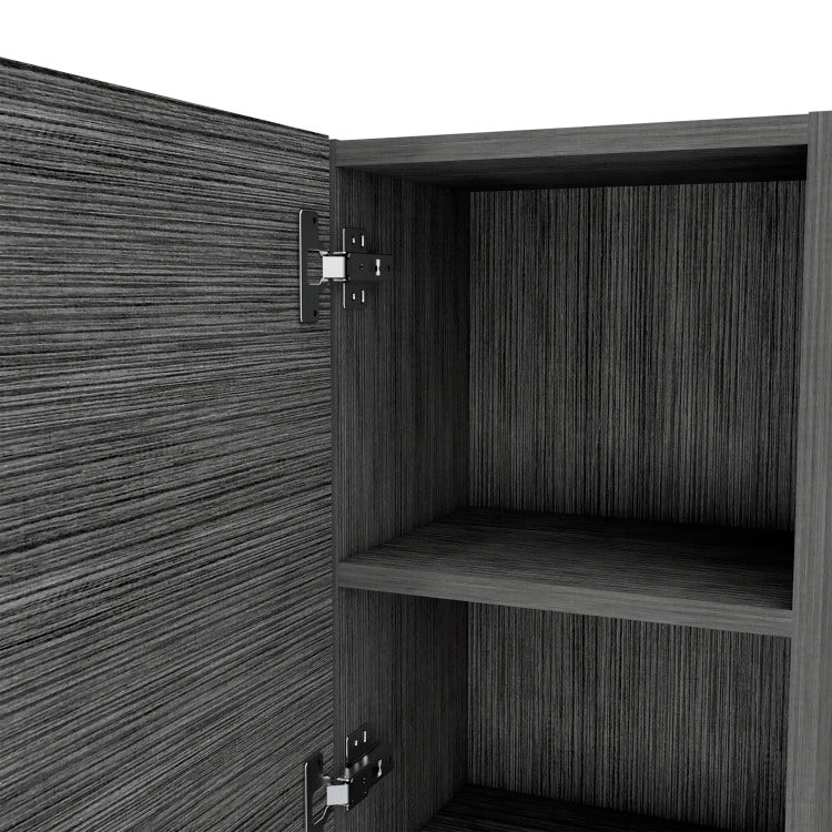 Medicine Single Door Cabinet 32" H, Two External Shelves, Two Interior Shelves, Smokey Oak