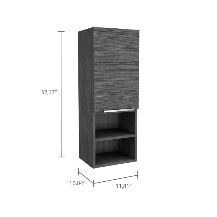 Medicine Single Door Cabinet 32" H, Two External Shelves, Two Interior Shelves, Smokey Oak
