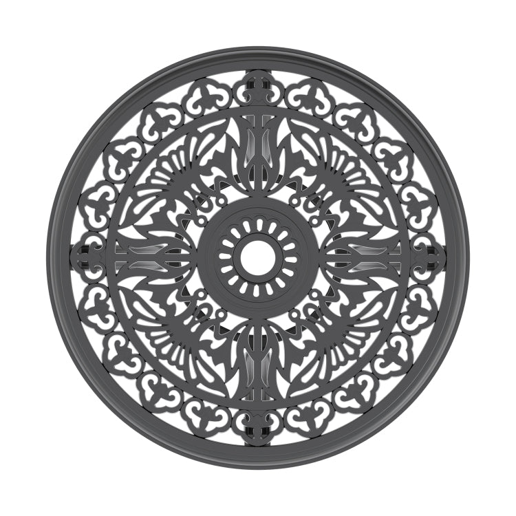 26.77 Inch Cast Aluminum Patio Dining Table With Black Frame And Umbrella Hole