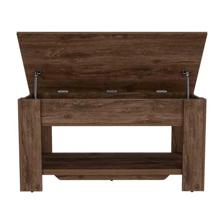 Storage Table, Four Legs, Lower Shelf, Dark Brown