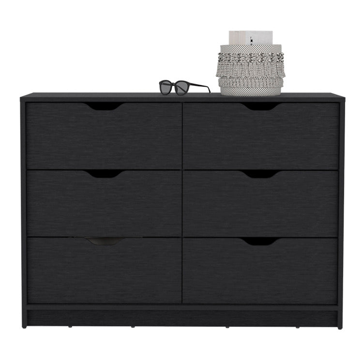 Dresser 30"H, Drawer Dresser With 2 Lower Cabinets, Drawer Chest, Black