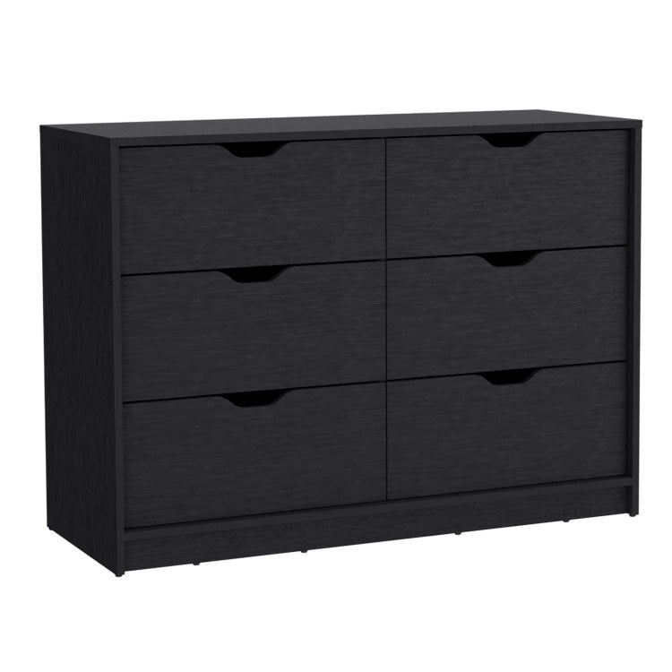 Dresser 30"H, Drawer Dresser With 2 Lower Cabinets, Drawer Chest, Black