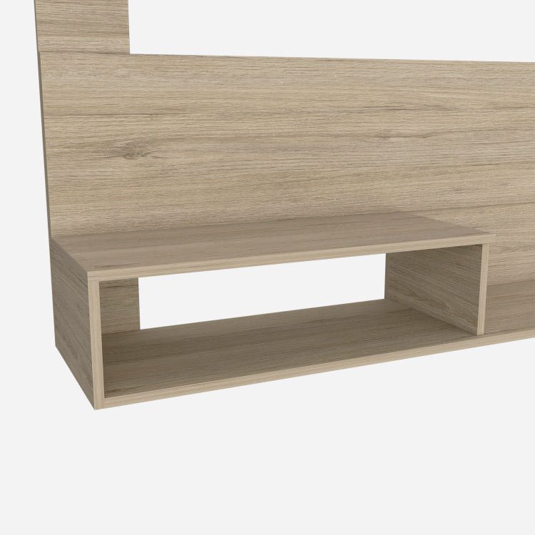 Floating Entertainment Center For Tv S Up 55", Space For Tv, One Superior Shelf, Two Shelves, Light Pine