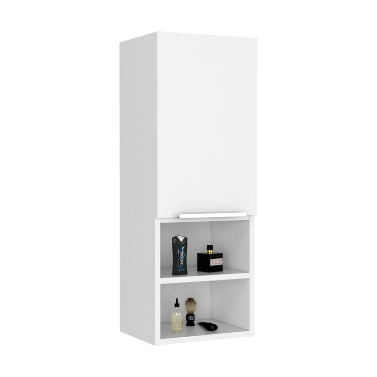 Medicine Single Door Cabinet 32" H, Two Interior Shelves, Two External Shelves, White