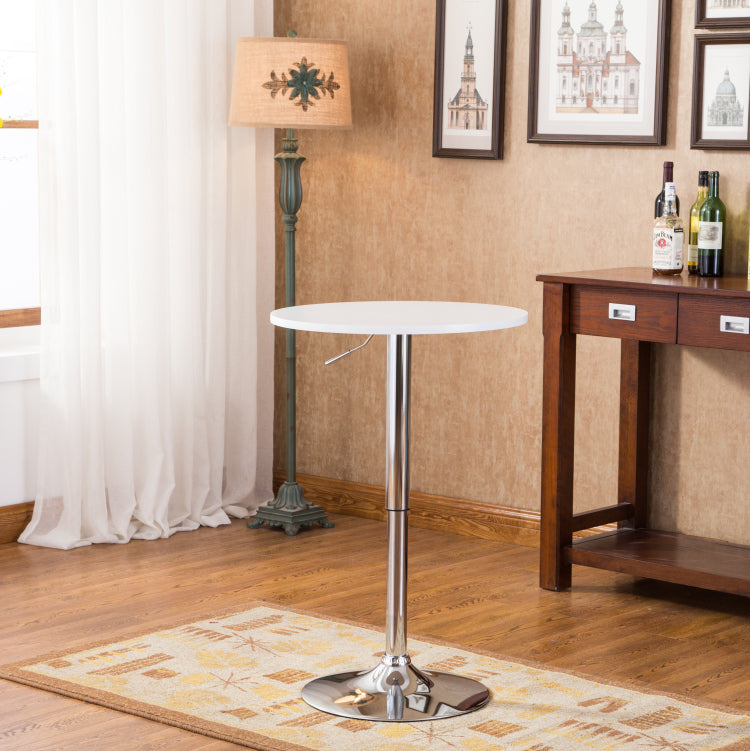 Adjustable Wood And Metal Bar Table In White