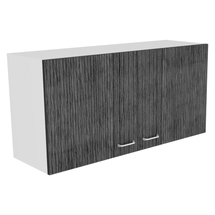 Wall Cabinet 19"H, Two Doors, Two Internal Shelves, White Smoked Oak
