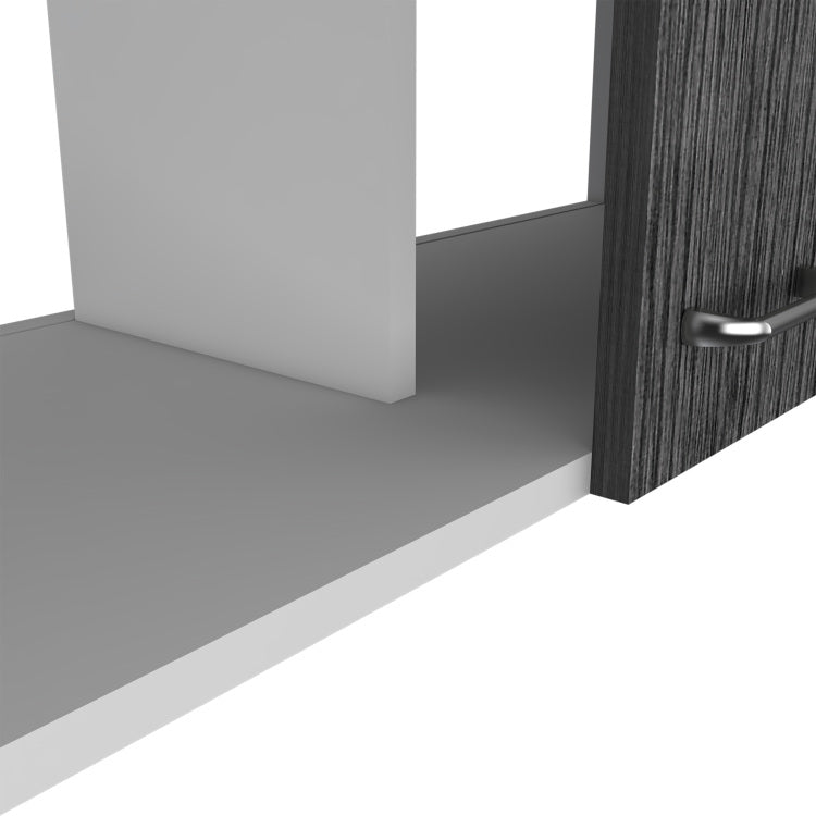 Wall Cabinet 19"H, Two Doors, Two Internal Shelves, White Smoked Oak