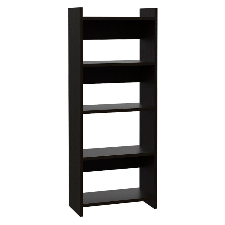 Home Office Set, Two Parts Set, One Drawer, Desktop, Keyboard Tray, Stand, Five Shelves, Black