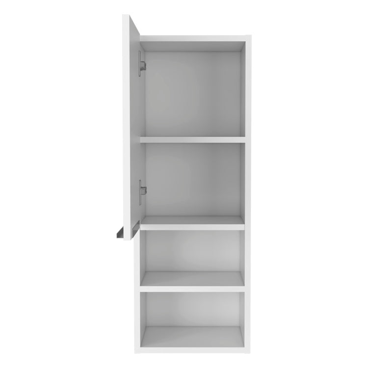 Medicine Single Door Cabinet 32" H, Two Interior Shelves, Two External Shelves, White