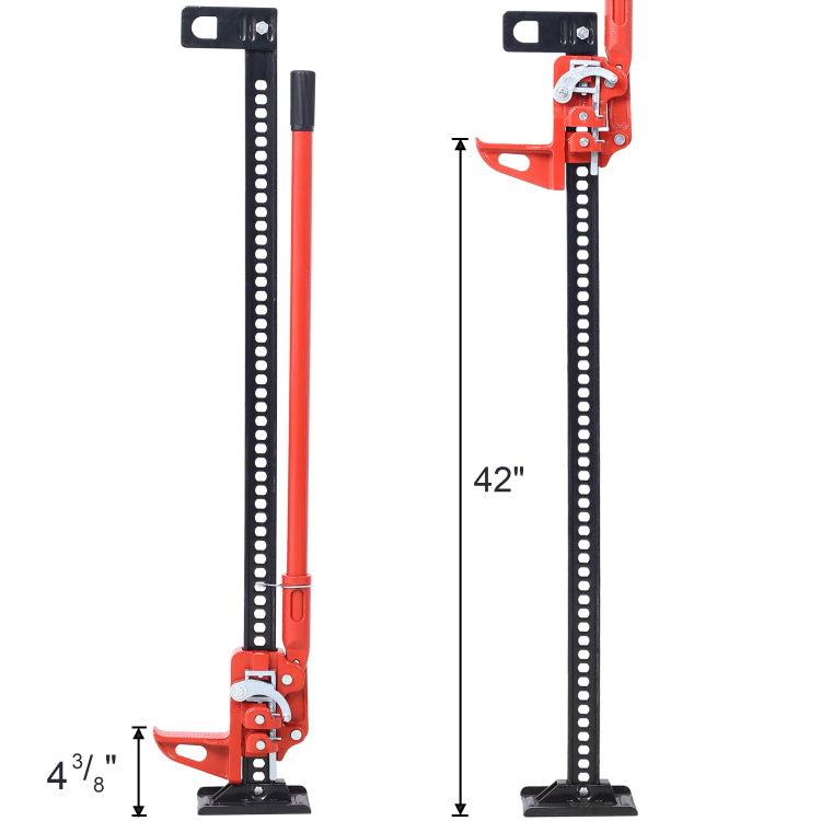 High Lift Farm Jack, 48" Utility Farm Jack, 7000 Lbs Capacity Ratcheting Off Road Utility Jack, Heavy Duty Farm Jack For Tractor, Truck, Suv, Bumper Lift, Red