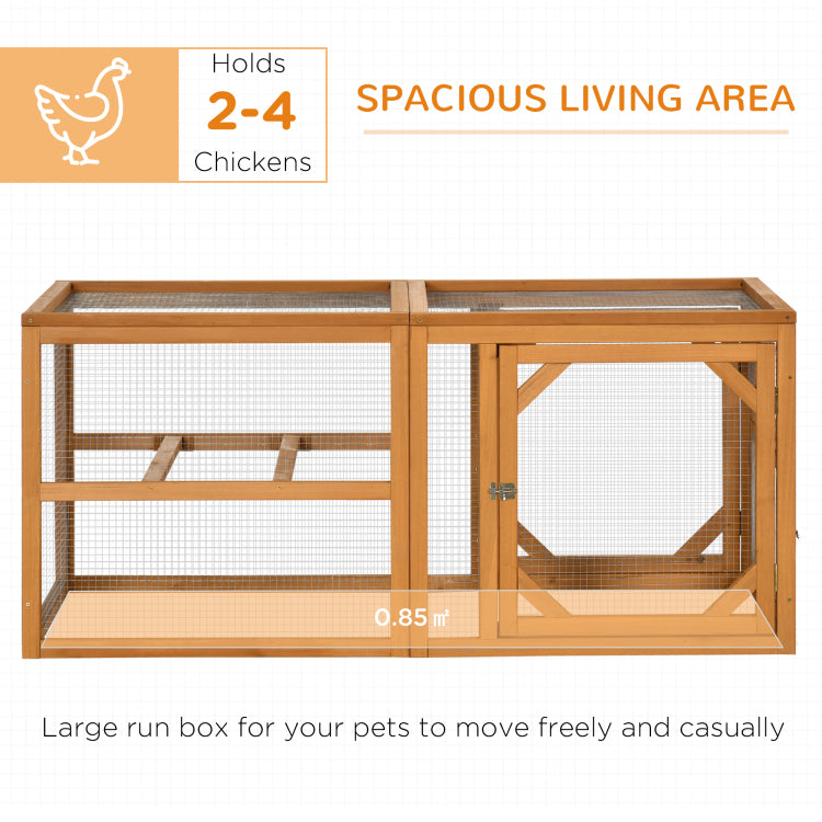 Pawhut 55" Wooden Chicken Coop Add On Expansion, Mini Chicken Coop Outdoor Chicken Run Hen House With Combinable Design
