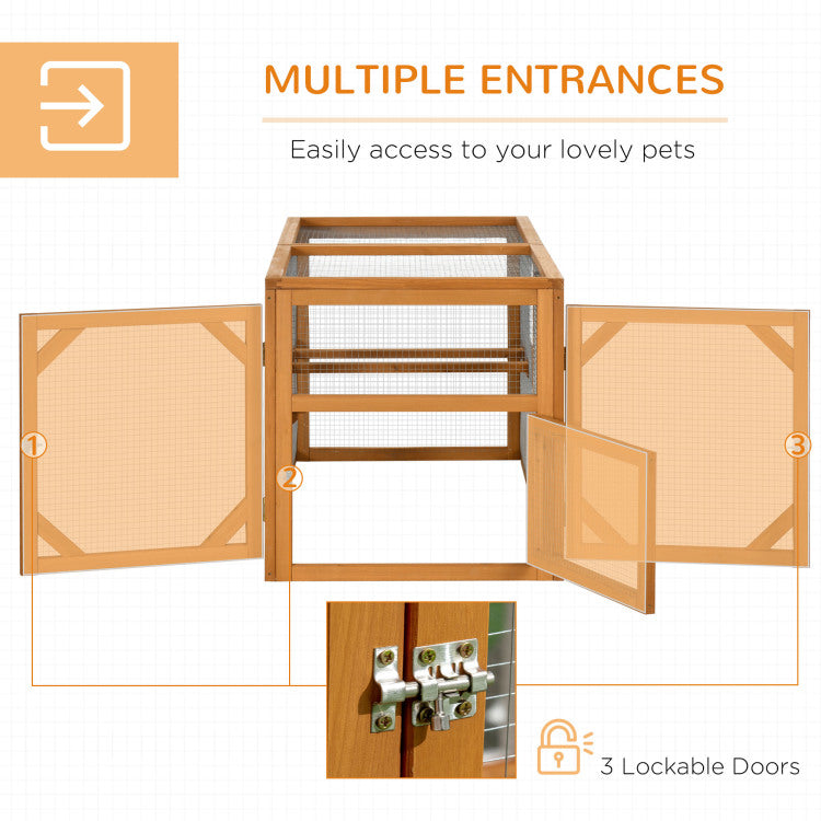 Pawhut 55" Wooden Chicken Coop Add On Expansion, Mini Chicken Coop Outdoor Chicken Run Hen House With Combinable Design