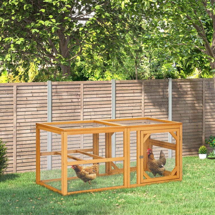 Pawhut 55" Wooden Chicken Coop Add On Expansion, Mini Chicken Coop Outdoor Chicken Run Hen House With Combinable Design