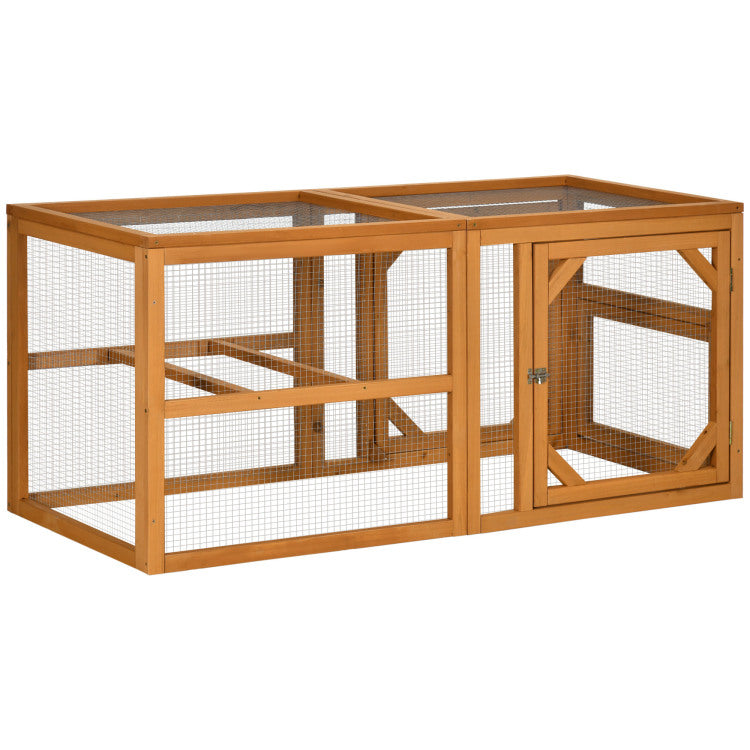 Pawhut 55" Wooden Chicken Coop Add On Expansion, Mini Chicken Coop Outdoor Chicken Run Hen House With Combinable Design