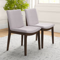 Modern Laura Mid Century Modern Solid Wood Dining Chair Set With Upholstered Fabric, Beige Linen, 20 X 20 X 32 Inches Set Of 2