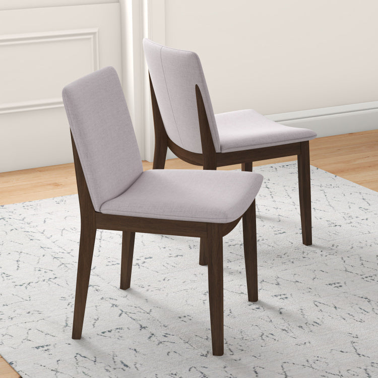 Modern Laura Mid Century Modern Solid Wood Dining Chair Set With Upholstered Fabric, Beige Linen, 20 X 20 X 32 Inches Set Of 2