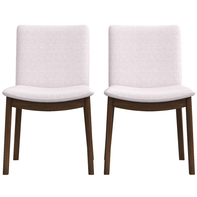 Modern Laura Mid Century Modern Solid Wood Dining Chair Set With Upholstered Fabric, Beige Linen, 20 X 20 X 32 Inches Set Of 2
