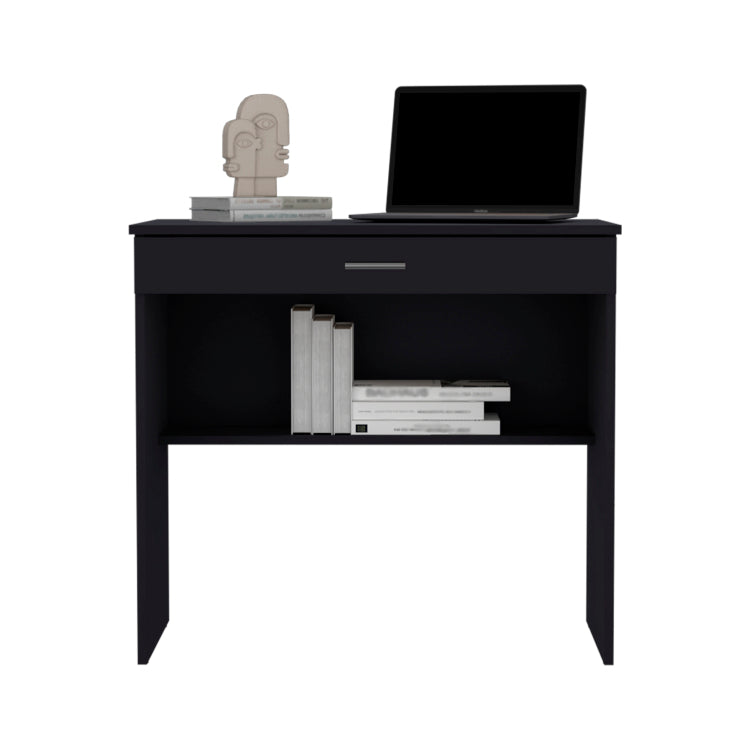 Montana Storage Desk, Spacious Stylish With Drawer And Shelf, Black