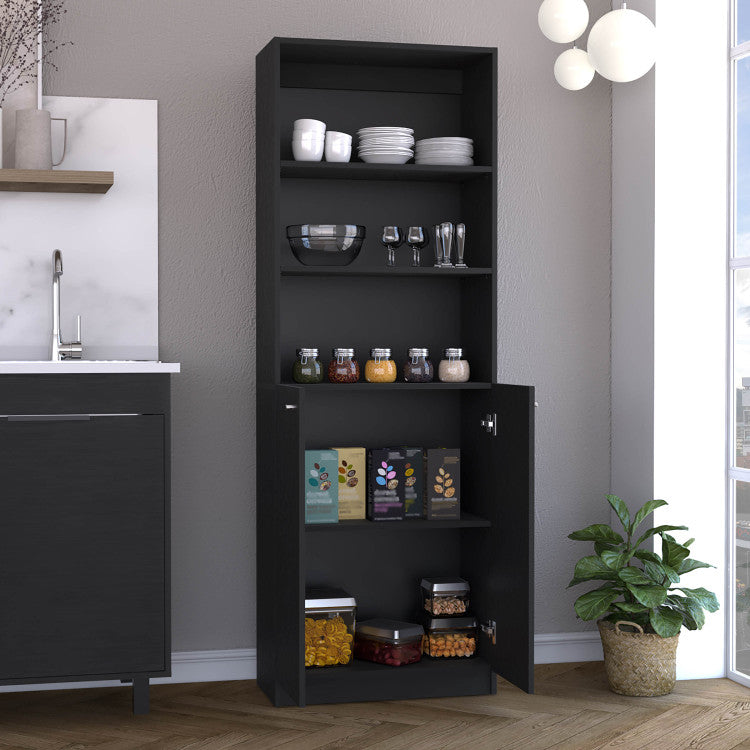 2 Door Bookcase With Upper Shelves, Black