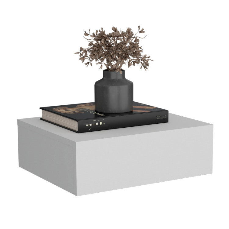 Floating Nightstand 5"H, Modern Wall Mounted Bedside Shelf With Drawer, White