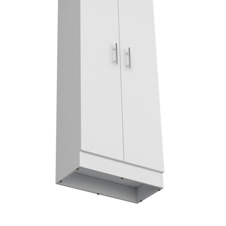 Pantry Cabinet 67" H, 5 Internal Shelves, Two Doors, White
