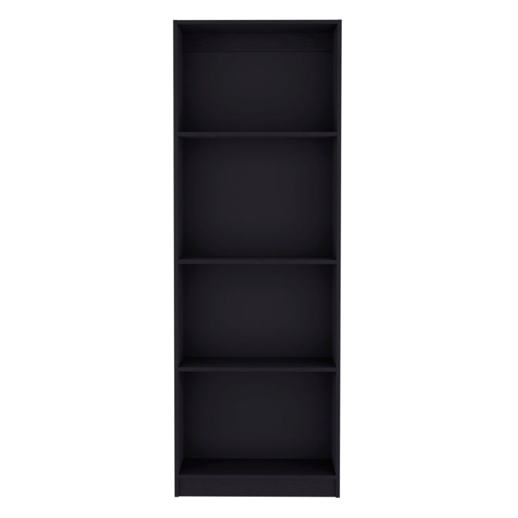 Bookcase With Spacious Tier Shelving Design, Black