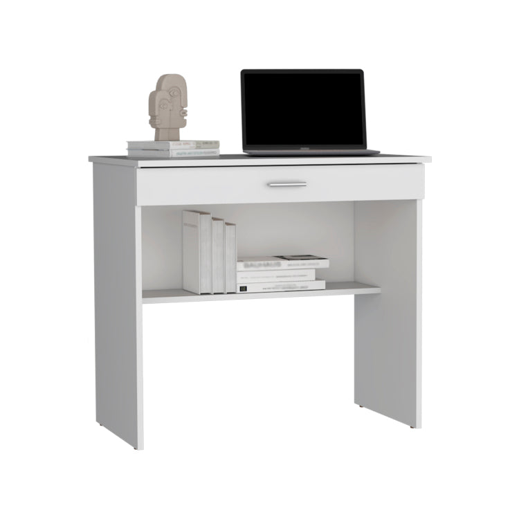 Montana Storage Desk, Spacious Stylish With Drawer And Shelf, White