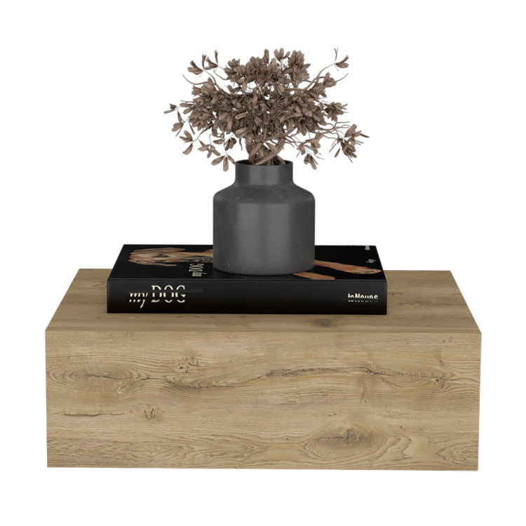 Floating Nightstand 5"H, Modern Wall Mounted Bedside Shelf With Drawer, Macadamia
