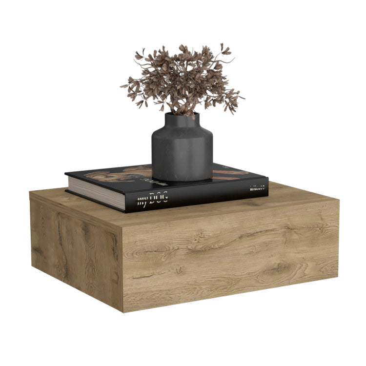 Floating Nightstand 5"H, Modern Wall Mounted Bedside Shelf With Drawer, Macadamia