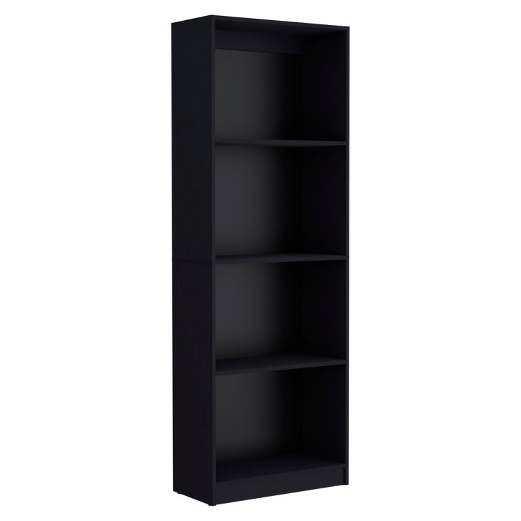 Bookcase With Spacious Tier Shelving Design, Black