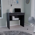 Montana Storage Desk, Spacious Stylish With Drawer And Shelf, Black