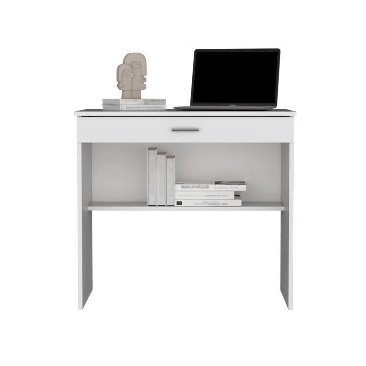 Montana Storage Desk, Spacious Stylish With Drawer And Shelf, White