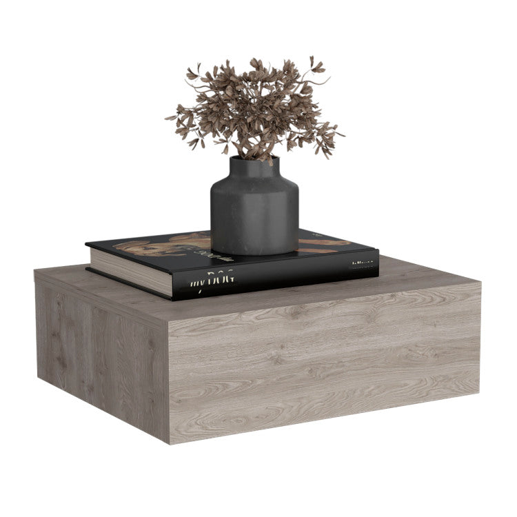 Floating Nightstand 5"H, Modern Wall Mounted Bedside Shelf With Drawer, Light Gray