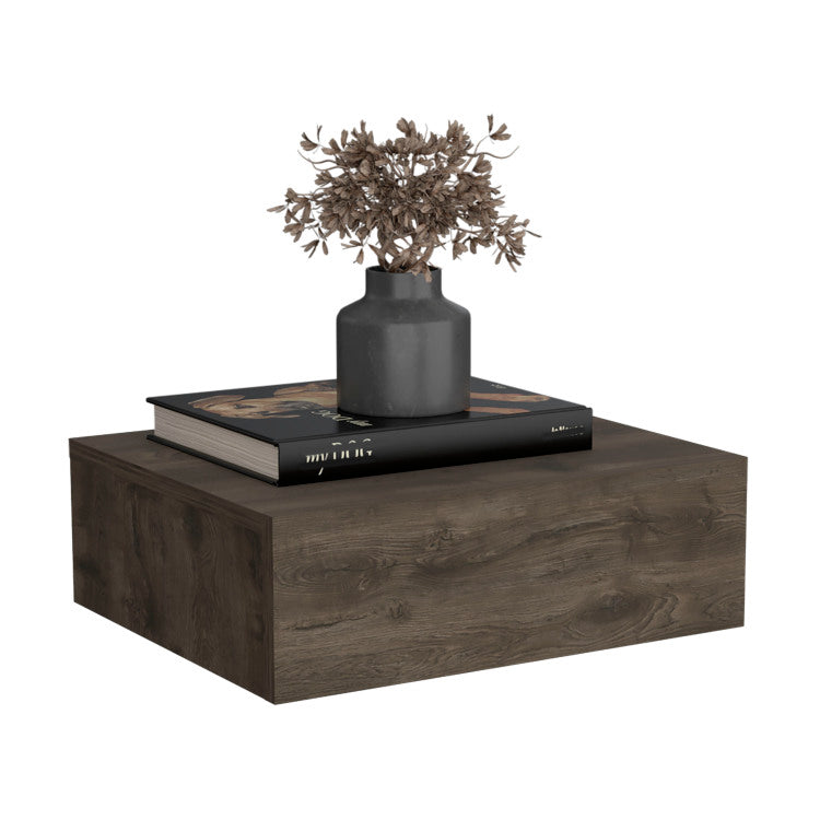 Floating Nightstand 5"H, Modern Wall Mounted Bedside Shelf With Drawer, Dark Brown
