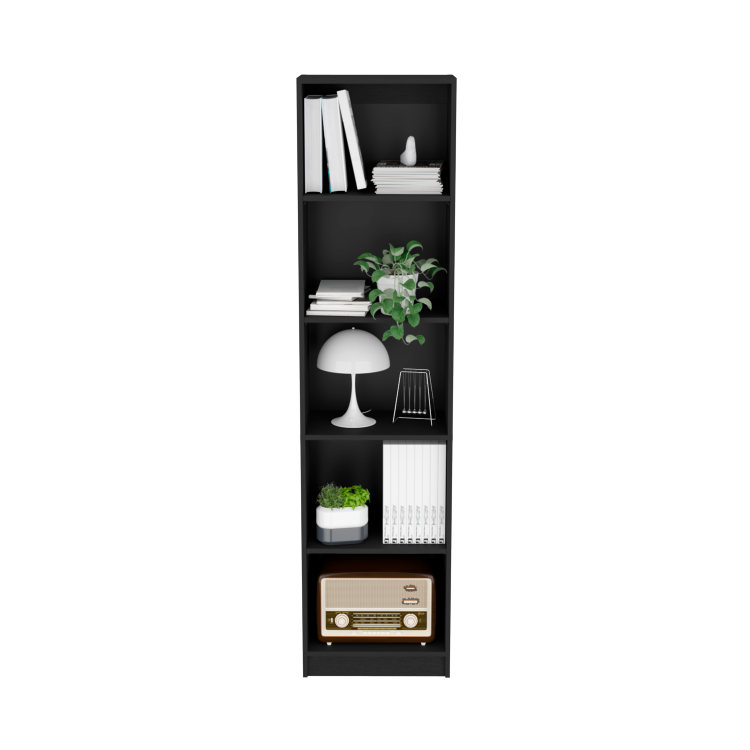 Bookcase Compact Bookshelf With Multiple Shelves, Black