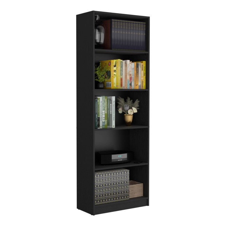 Vinton 4 Tier Bookcase With Modern Storage For Books And Decor, Black