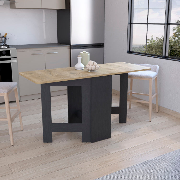 Folding Table With Expandable Design In 3 Forms, Black Macadamia