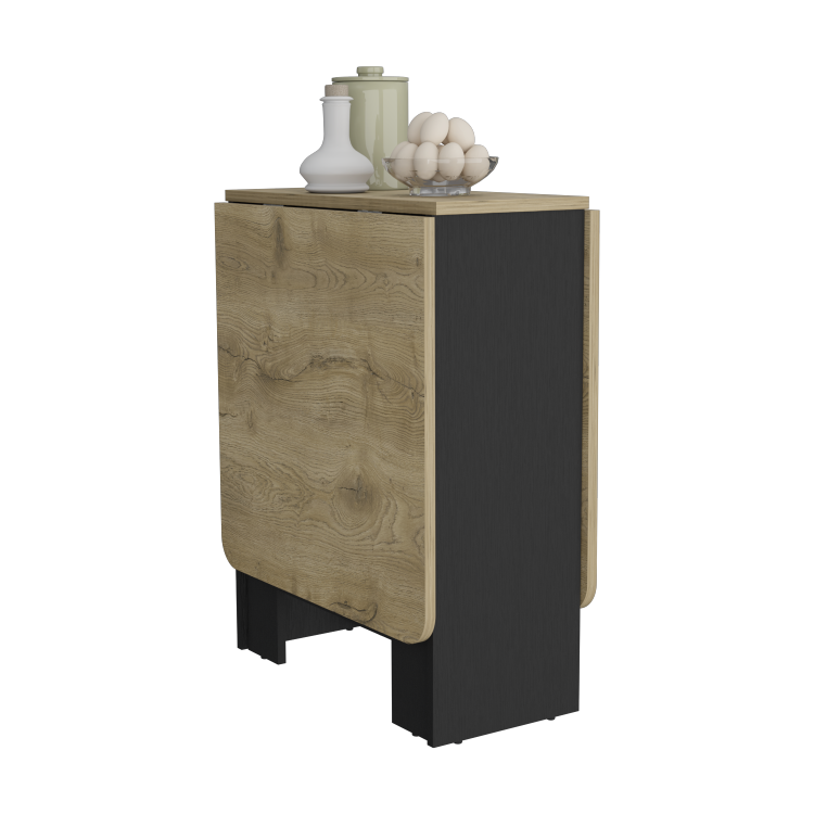 Folding Table With Expandable Design In 3 Forms, Black Macadamia
