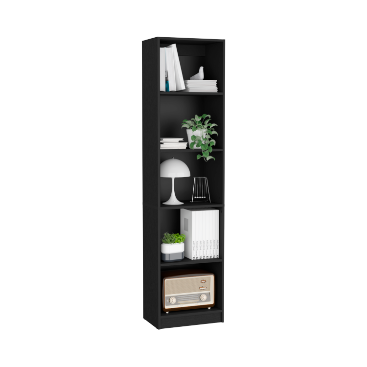 Bookcase Compact Bookshelf With Multiple Shelves, Black