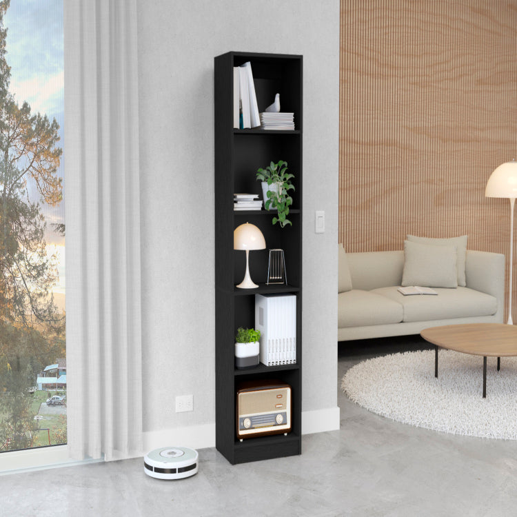 Bookcase Compact Bookshelf With Multiple Shelves, Black