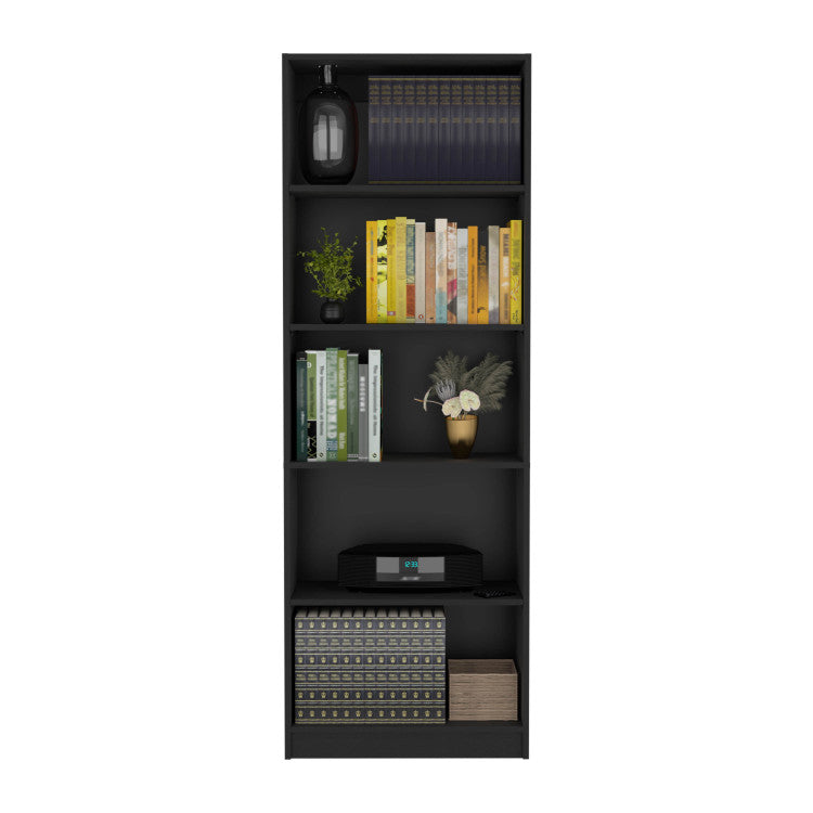 Vinton 4 Tier Bookcase With Modern Storage For Books And Decor, Black