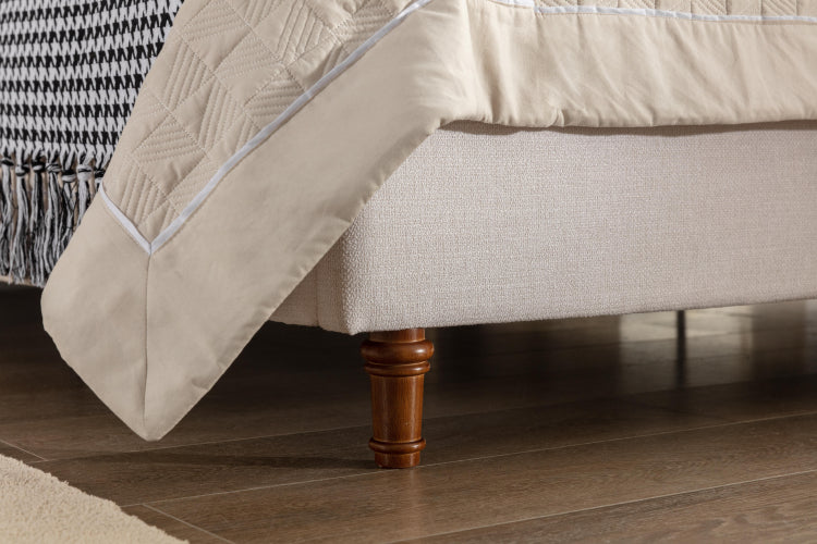 Hayden Upholstered Wingback Bed Size Queen Tall 54" Headboard Upholstered Queen Bed Without Wooden Slats Box Spring Request Queen Textured Ivory Canvas Elegant Simplicity Easy Assembly