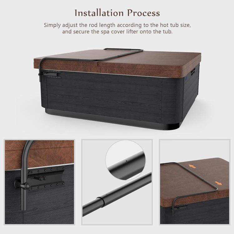 Hot Tub Cover Lift, Universal Spa Cover Lifts Side Mounted Cover Lifter With Adjustable Height Aluminum Reinforced Brackets Spa Cover Lever Lift Fits Most Spas & Hot Tubs
