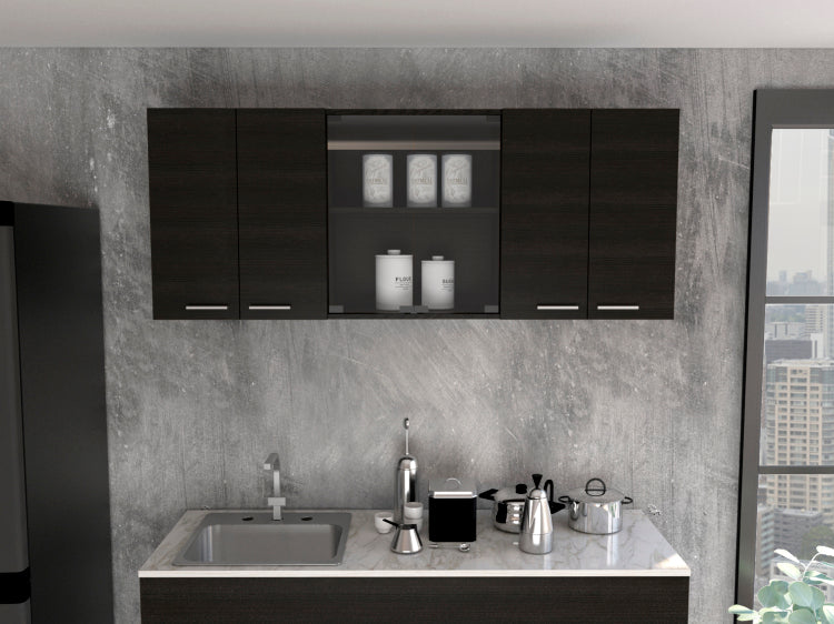 Yuma 150" Wall Cabinet, Two Close Cabinets, Two Open Shelves