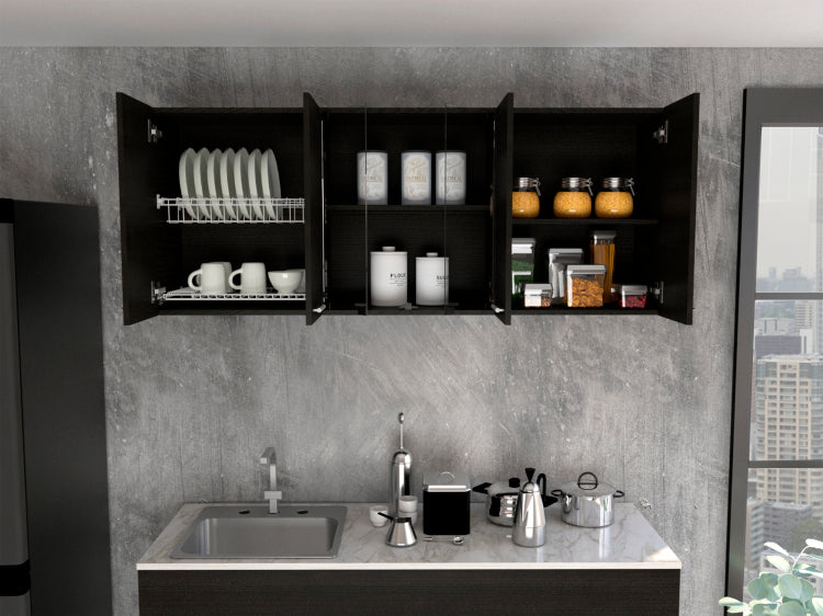 Yuma 150" Wall Cabinet, Two Close Cabinets, Two Open Shelves
