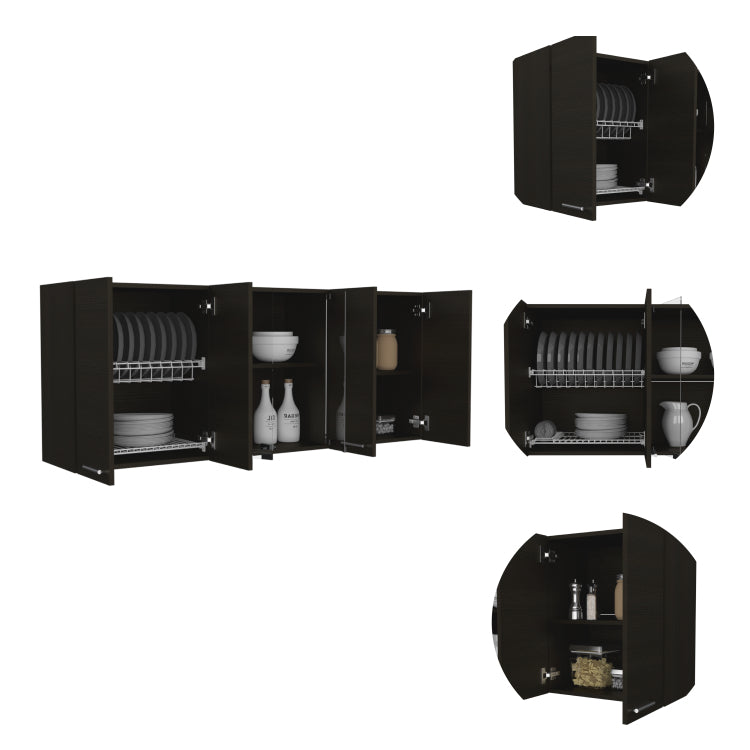 Yuma 150" Wall Cabinet, Two Close Cabinets, Two Open Shelves