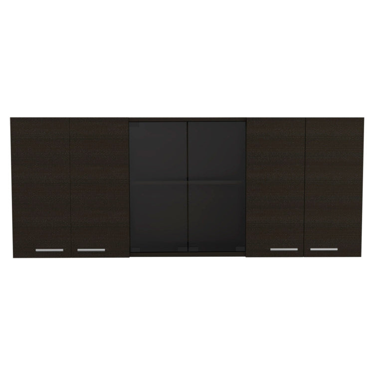 Yuma 150" Wall Cabinet, Two Close Cabinets, Two Open Shelves